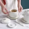 Olla de Cerámica Impermeable para Estofado Hotel Phnom Penh con Tapa Doble Tapa Boles Binaurales para Estofado de Nido de Pájaro con Recipiente Interior Olla para Huevo al Vapor Olla para Estofado Olla Pequeña para Sopa