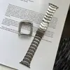 Adequado para Apple iwatch7654321SE pulseira de relógio pulseira de relógio de aço inoxidável + capa padrão dente metal s8 pulseira de relógio