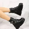 Botas Martin de Cuero con Hebilla de Remache Tallas Grandes Europeas y Americanas 2026 Invierno Nuevas Botines de Suela Gruesa con Tacón de Cuña para Mujer Botas de Motocicleta Ropa Exterior