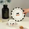 Conjunto Criativo de Xícara e Pires de Cerâmica Flor Tulipa Coreana para Casa Café Loja de Café Xícara e Pires de Café com Leite Xícara de Chá da Tarde