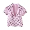 Moda Femenina Transfronteriza Estilo Europeo y Americano Aliexpress Top Chaqueta Juvenil de Lunares Manga Corta