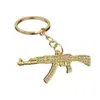 Suprimento Transfronteiriço Punk Hip-Hop Chaveiro de Submetralhadora Totalmente Cravejado de Diamantes Pingente de Arma Ak Personalizado Criativo Joias Atacado para Homens e Mulheres