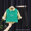 Traje de tres piezas nuevo para primavera y otoño para niños y niñas, traje infantil para bebé de 1-2-3-4 años, ropa de bebé, abrigo de dibujos animados, moda