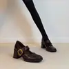 Zapatos Mary Jane súper suaves de piel de oveja con suela silenciosa, punta cuadrada para mujer, cuero genuino con hebilla metálica, tacón alto grueso, zapatos pequeños de cuero versátiles