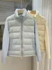 Chaqueta de algodón con retazos de manga tejida estilo coreano para mujer, estilo corto, nuevo modelo de invierno 2026, cuello alto, abrigo ligero y versátil para personas menudas