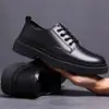 Zapatos de Hombre Transfronterizos, Zapatos de Cuero Casual de Negocios, Zapatos Casuales de Trabajo Estilo Británico, Zapatos de Trabajo con Cordones Versátiles de Suela Gruesa de Moda