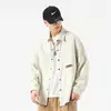 Camisa de Trabajo Pesado Color Blanco Crudo Americana para Hombre Otoño y Primavera Forrada de Polar Holgada Casual Top Streetwear Camisa de Manga Larga Hombre
