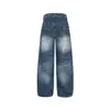 Yidao Vintage 2026 Outono Novo Jeans Retrô Americano Lavado Desgastado Bigode de Gato Corte A Cintura Alta Perna Larga Solto para Homens