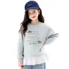 Moletom Feminino Doce com Laço e Letra Fofo Novo da Moda Primavera e Outono Estampa de Renda Solto Tendência 2026