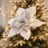 Tecido floral de três camadas de 18 cm com design tridimensional alargado, grande flor de Natal adequada para decoração de guirlanda de trepadeira, exclusivamente para vendas transfronteiriças