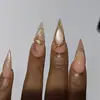 Unhas Postiças Europeias e Americanas de Venda Quente, Comprimento Médio, Formato Amêndoa, Usáveis, Unhas Postiças Falsas Usáveis 3D Estéreo Olho de Gato