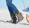 Botas de Nieve Grises de Talla Grande para Mujer 2026, Botines para Otoño e Invierno, Botas Martin con Punta Redonda, Caña Baja, Correa Trasera, Negro y Morado