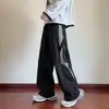 Pantalones rectos de diseño color block para exteriores estilo americano para hombre, pantalones casuales holgados de marca de moda de verano para parejas