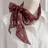 Pañuelo de Seda de Lunares para Mujer, Nuevo Color Café 2026 Bufanda Larga para el Cuello, Pañuelo de Seda de Lujo Ligero, Diadema, Accesorio de Cinta