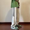 Calças de seda de gelo para homens verão fino solto reto calças casuais da moda da marca ins europeu e americano listra lateral calças esportivas