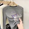 Camiseta Térmica Base Infantil Kuromi 2025 Inverno Nova Moda Top Espesso de Gola Redonda para Bebês