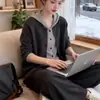 Sudadera con Capucha Estilo Perezoso Falsa de Dos Piezas Cardigan de Punto para Mujer Otoño 2026 Nuevo Suéter Holgado Abrigo Top