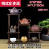 Estante antiguo de madera maciza al por mayor estilo Ming simple Pabellón Duobao estante para juego de té con tetera pequeña de arcilla púrpura adornos simples chinos