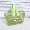 Cesta Transparente de Banheiro Portátil Desenho Animado Dormitório Estudantil Cesta de Armazenamento de Shampoo para Banho Cesta de Armazenamento Diversos para Banheiro
