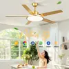 Luminária ventilador de sala de estar mais vendida transfronteiriça, luminária ventilador de teto para sala de jantar, lustre integrado de alta potência com frequência variável na cor dourada, iluminação Zhongshan