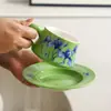 Conjunto de Xícara e Pires de Café Campanula Retro Luxo Leve para Uso Doméstico Chá da Tarde Cerâmica Xícara de Água Feminina Alto Valor Lembrança