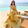 Vestido de Praia Colorido e Alegre Estilo Ilha, Vestido Costas Nuas com Alças Finas Estilo Férias em Sanya, Deslumbrante Vestido de Fada com Gradiente em Renda
