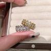 Anillo de Encaje Estilo Buchi Italiano Anillo de Diamante Dorado de Rejilla de Diamante Cepillada de la Edad Media/Antigua