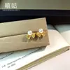 Th0194 Pendientes de Plata S999 con Aguja de Plata, Estilo Francés, Lazo Plegado con Pedrería y Perla para Mujer, Diseño de Nicho, Pendientes de Lujo Ligero