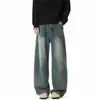Jeans Americanos Retro Desgastados de Retazos para Hombre, Nuevo Estilo Primavera Marca de Moda Sueltos de Pierna Ancha Rectos Pantalones Casuales