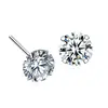 Brincos de Prata Esterlina S925 com Zircônia de Quatro Garras para Homens e Mulheres, Pequenos Brincos Clássicos Super Brilhantes de Moissanita para Piercing na Orelha