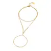 Pulsera de Dedo con Cadena Integrada en Forma de O de Doble Capa Ligera, Acero Inoxidable Chapado en Oro, Estilo Europeo y Americano, Versátil para el Trayecto Diario, Accesorio Adelgazante