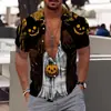 Camisa 3D para Hombre Transfronteriza Estación Independiente Serie de Halloween Impresión Digital 3D Camisa Hawaiana Fabricante de Origen para Hombre