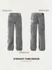 Jeans Lavados con Efecto Desgastado Estilo Retro Americano Oreeta para Hombres y Mujeres, Marca de Tendencia Diseño de Nicho Pantalones Rectos