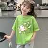 Camiseta de Verão de Manga Curta para Meninas 2026 Novo Estilo Moda Infantil Estilo Coreano Camiseta de Verão para Meninas Camiseta 100% Algodão Top de Manga Meia