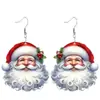 Decorações de Natal Transfronteiriças Pingentes de Brinco de Acrílico Brincos Planos de Acrílico Papai Noel e Renas Pingentes Festivos