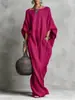 Amazon 2026 Ropa de Mujer Transfronteriza Europea y Americana Retro Color Sólido Elegante de Manga Larga Hombros Descubiertos Vestido Largo Casual