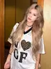 Camiseta de Manga Corta Estilo Jersey Retro Americano para Mujer Verano Estampado de Leopardo Cuello en V Contrastante Aspecto Adelgazante Secado Rápido Holgado Top Deportivo