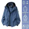 Camello mismo estilo conjunto de dos piezas tres en uno a prueba de viento impermeable para mujer chaqueta de ropa de montañismo para hombre otoño e invierno baja estatura 26