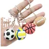 Llavero de Muñeco Colgante de Fútbol Rugby Baloncesto Tenis para Copa del Mundo Llavero de Mini Baloncesto Regalo de Actividad
