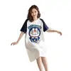 Pijama de Verano para Mujer Versión Coreana Dibujos Animados Lindos Maternidad Delgado Holgado Doraemon Manga Corta Bata de Noche Estudiante Ropa para el Hogar