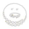 Joyería Transfronteriza Europea y Americana Perla Exagerada Elegante Versátil Cadena para Clavícula Collar Pulsera Pendientes Juego de Tres Piezas para Mujer