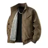 Jaqueta Nova Masculina Outono Inverno Marca Tendência Jaqueta de Couro com Veludo Plus Jaqueta para Montanhismo ao Ar Livre Casual Versátil Moda Proteção contra o Frio À Prova de Vento Exterior