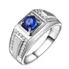 Temperamento Counter Textura Safira Zircon Anel Masculino Banhado a Ouro 18K Incrustado Cor Diamante Cor de Abertura Anel do Tesouro