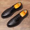 Sapatos de couro masculinos de cano baixo, estilo executivo, com estampa de crocodilo, estilo inglês, casual, retrô, com cadarço, para casamento, noivo, uma geração de cabelo