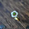 Anillo Antiguo de Oro Incrustado con Flor Nueva de la Ciudad Prohibida de Hotan Exquisito Anillo para Mujer Anillo de Articulación Joyería en Vivo al por Mayor para la Familia
