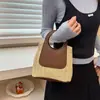 2026 Verano Colorblock Retro Bolso de Paja Gran Capacidad Bolso Tejido de Nicho Bolso de Hombro Simple Moderno