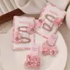Pinza para el pelo de conejo rosa coreano con diamantes brillantes, clip doble de estrella con lentejuelas dulces para niña, pinza de goma, pinza para flequillo, accesorios para el cabello