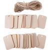 Etiqueta Rectangular de Madera Natural Colgante Material Decorativo para Pavimentación Cuadrado de Madera Perforado con Cuerda de Cáñamo Etiqueta Rectangular de Madera Colgante