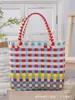 Bolso Tejido Colorido de Moda en Colores Macaron, Regalo para el Día del Niño, Bolso Tejido Dopamina para Estudiantes, Transfronterizo