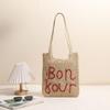 Bolso de Hombro de Moda con Letra Bordada Tejido de Paja Recién Llegado Bolso Tejido Calado Bolso de Playa para Vacaciones Junto al Mar para Mujer Bolso de Paja que Combina con Todo